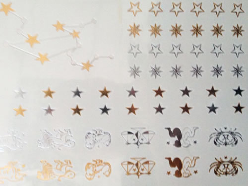 星星烫金银纹身贴纸